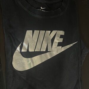 Nike Men's Black Tee with Silver Logo